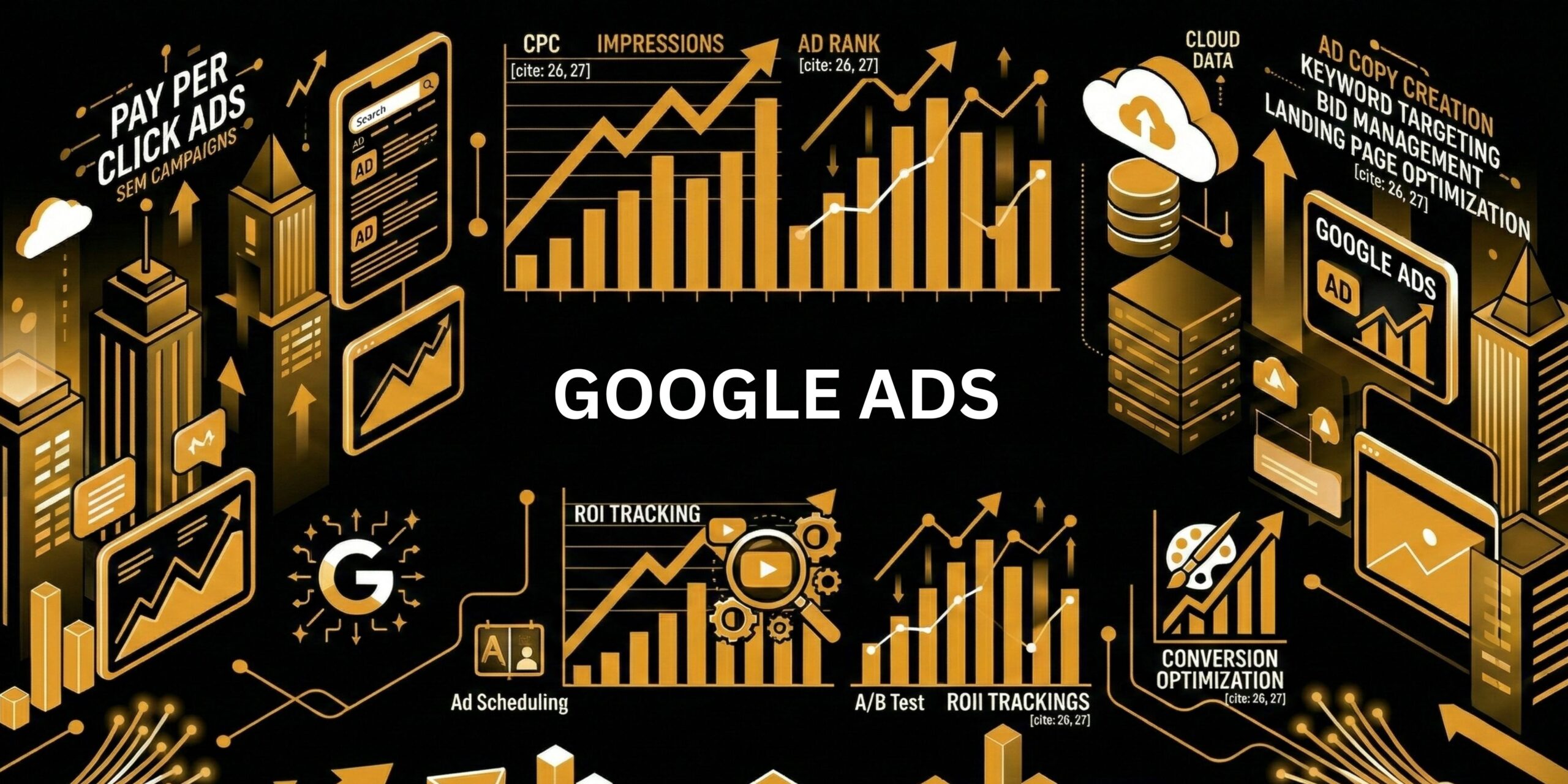 this is a google ads banner image that shows how thinkryte helps to grow businesses online through google ads services